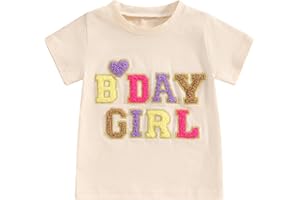 CREAIRY Toddler Baby Girl Birthday Outfit Letter Pullover Sweatshirt Short Sleeve T-Shirt Tops Summer Clothes