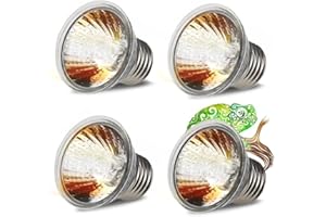 MCLANZOO UVA UVB Reptile Light 4 Pack 50W UVB Bulb for Reptiles and Amphibian Terrariums for Turtle Sun Basking Heat Lamp and Cages Works with Various Lamp Fixtures Come with UV Test Card