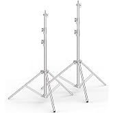 Anautin 9.2 FT Stainless Steel Light Stand Photography, 2 Pack Heavy Duty Photography Tripod Stand with 1/4” to 3/8” Screw Ad