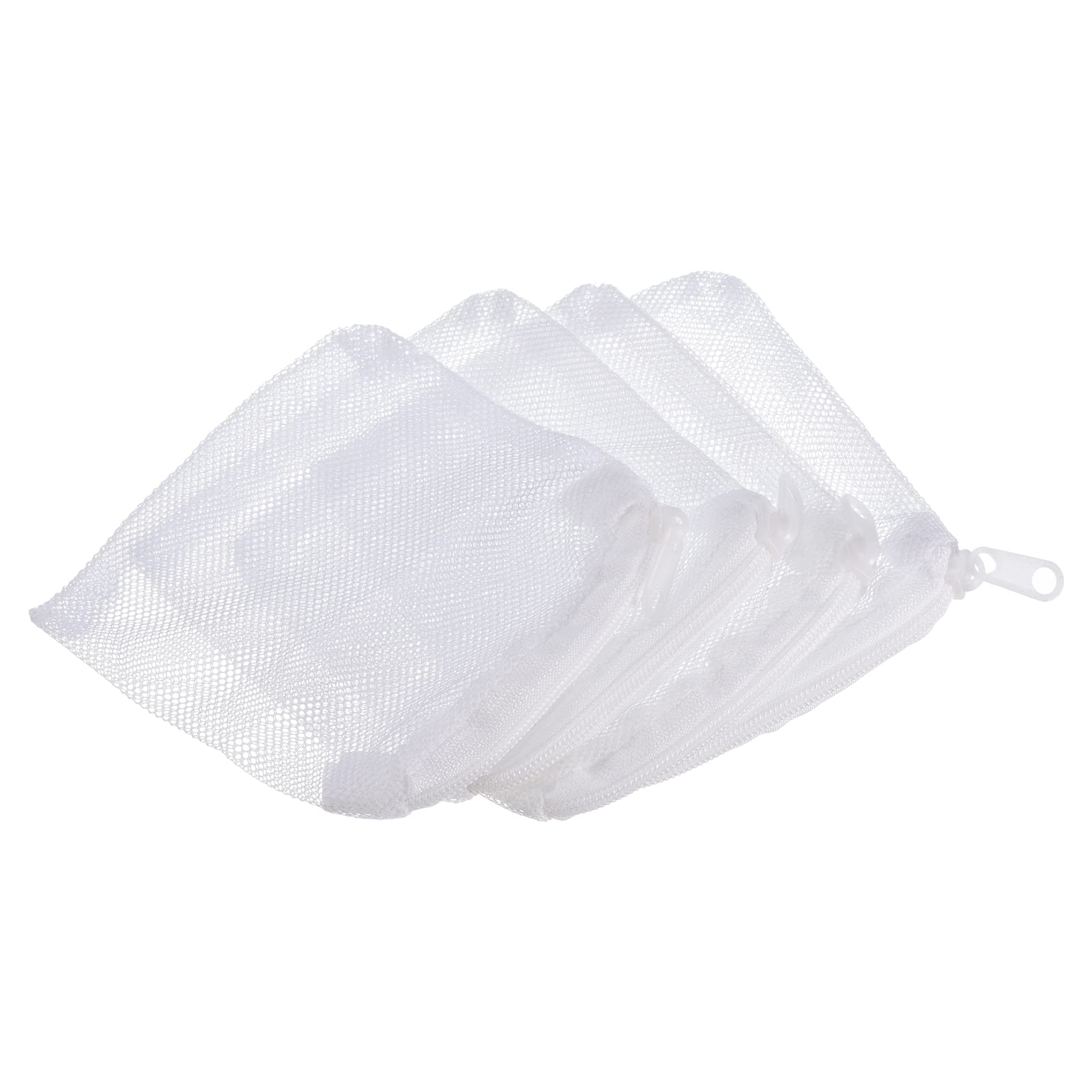 PATIKIL Aquarium Filter Media Bags 10x10cm 4 Pack Fish Tank Mesh Bags with Zipper White