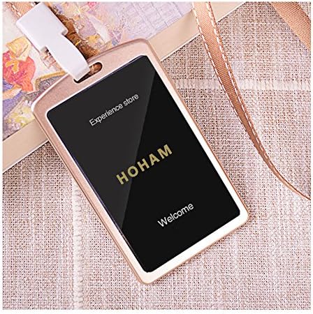 HOHAM Aluminum Badge Holder with Neck Lanyard , Sturdy ,Durable and Slim Lightweight Fit for Work ID,School ID and Door card (Gold-5pcs)