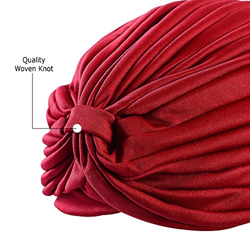 CoverYourHair TURBANS For Women - Burgundy and Purple Turban - TURBANS For Hair - TURBANS For Cancer Patients (2 Pack)