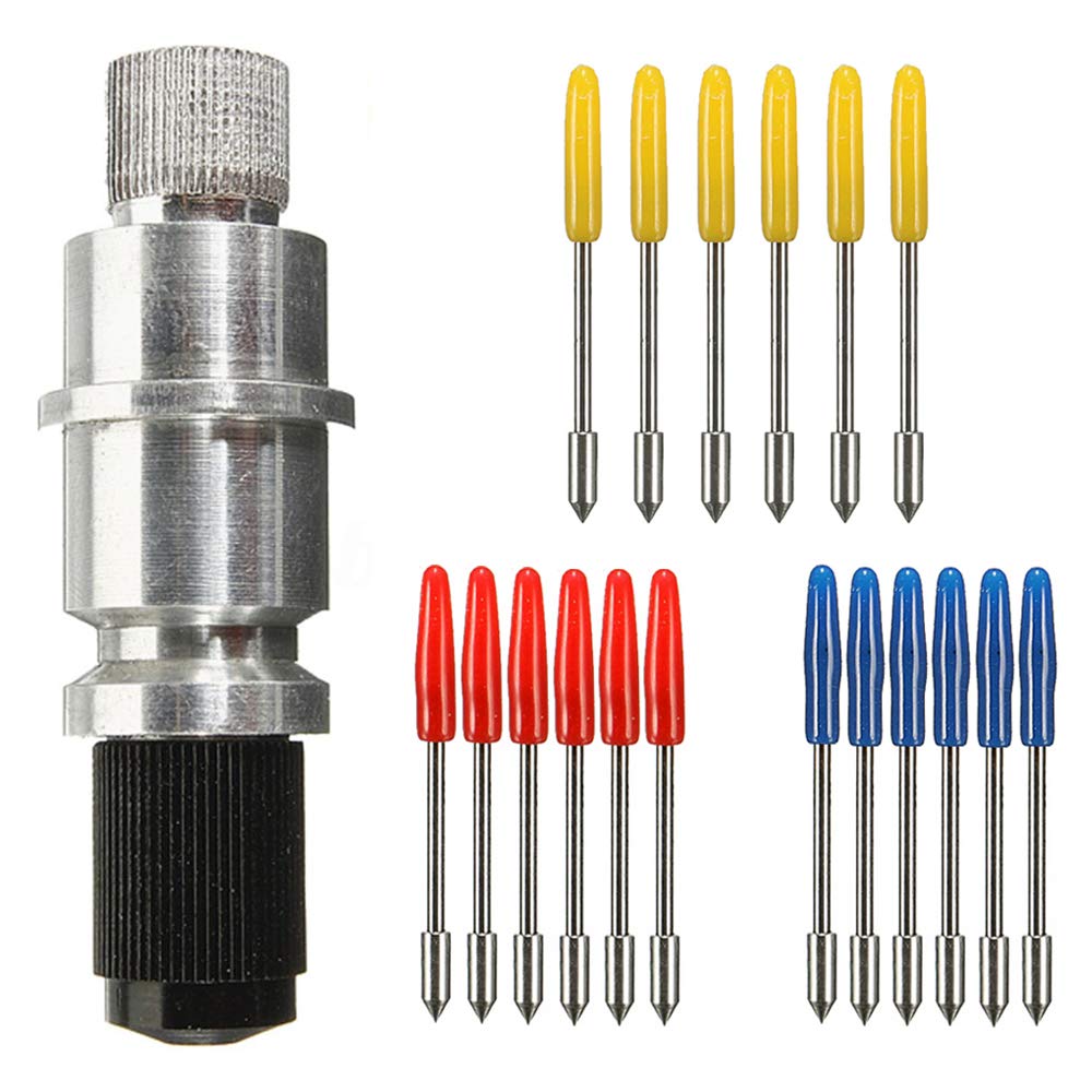 CJRSLRB CB09 Graphtec Blade Holder Base with 18Pcs Cutting Blades (30/45/60 Degree) for Silhouette Cameo 1 2 3/Portrait/Curio/Graphtec 6000/CE 5000-60 Plotter