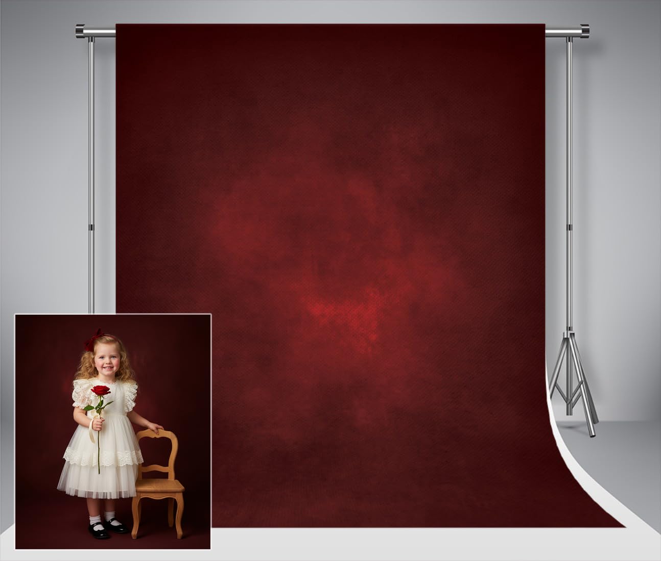 Kate Photography Backdrop 2x2m Red Black Gradient Abstract Dark Backgrounds Collapsible Studio Backdrop VintageVelvet Texture Washable Decorative Tapestry