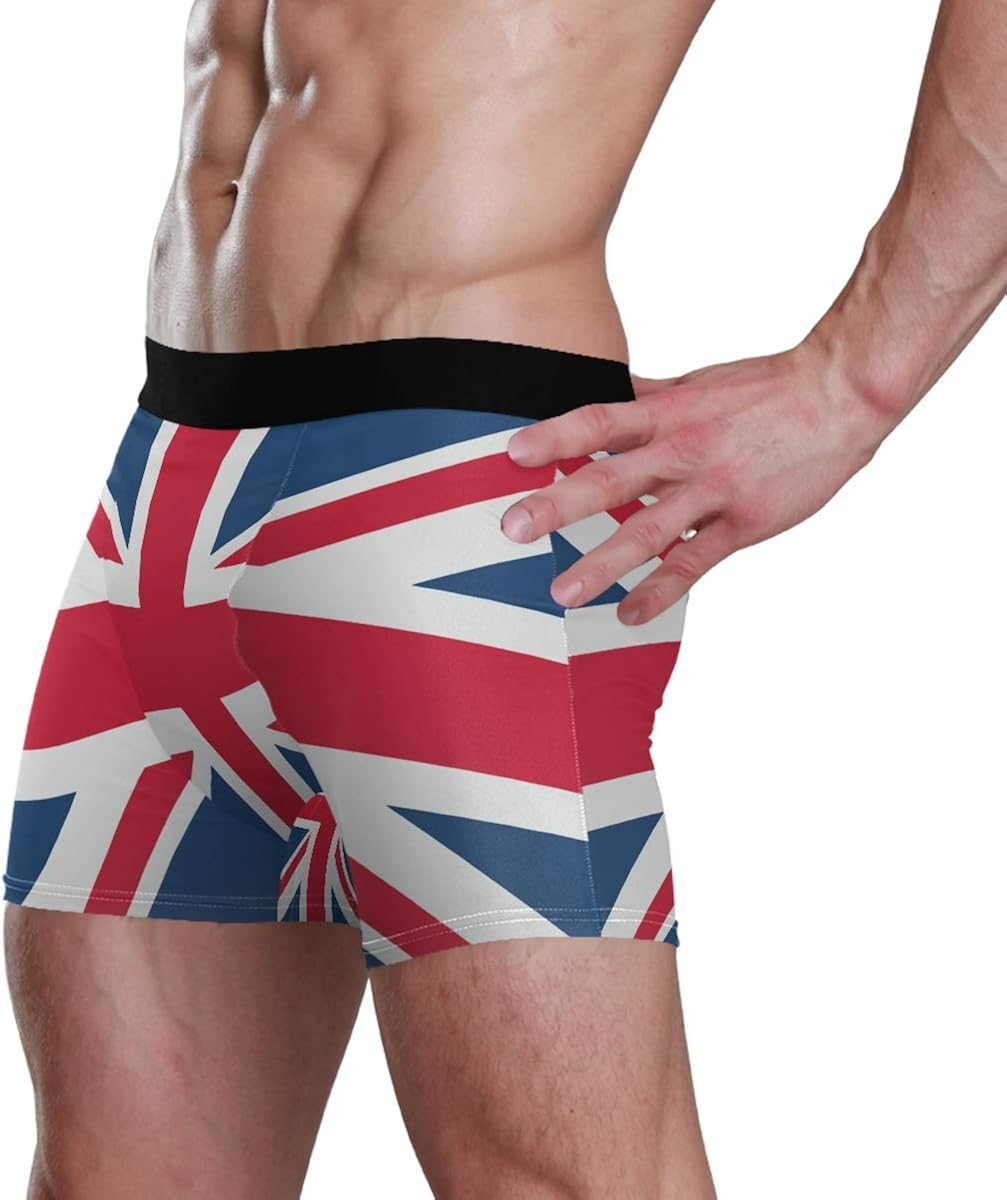 Mens Underwear Briefs Vintage Union Jack British Flag Retro Breathable Long Boxer Briefs Underwear Boys
