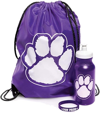 purple and white backpack