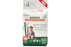 ECO BY NATY Naty Bamboo Viscose Training Pants – Potty training underwear, Pull ups, Eco-Friendly, Silky Soft, Hypoallergenic, for Sensitive Skin & Super Absorbent (Size 4, 80 Count)