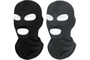 WYSUMMER 2Pcs 3 Hole Full Face Mask, Thin Black Balaclava Seamless Face Ski Mask for Motorcycle Bike Hunting Cycling Cap Halloween