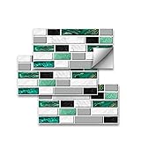 funlife 27Pcs Peel and Stick PVC Green Agate Effect