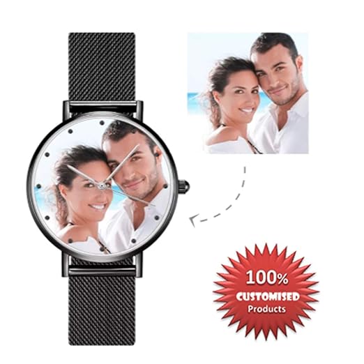HHI Personalised Black Color Stainless Steel Quartz Analog Wrist Watch for Ladies/Girls | Gift Ideas for Wife/Girlfriend/Lover/Mom/Sister/Daughter | Birthday/Marriage Anniversary Present
