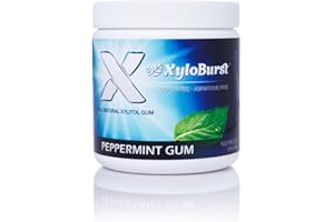 XyloBurst Gum | Xylitol Chewing Gum | Sugar Free, Gluten Free, Keto Friendly | Aspartame Free Gum For Oral Health | Peppermint | 100-Count Jar