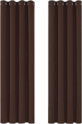 Deconovo Functional Thermal Insulated Eyelet Curtains Blackout Chocolate W55xL79