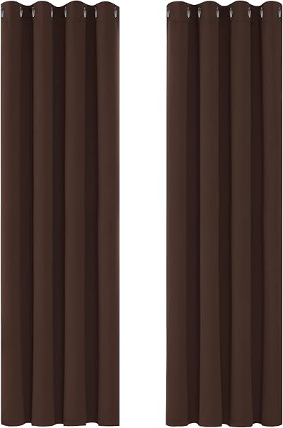 Deconovo Functional Thermal Insulated Eyelet Curtains Blackout Chocolate W55xL79