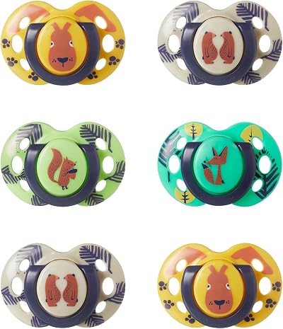 Tommee Tippee Fun Soothers 18-36m 6 Pack Orthodontic Symmetrical Teat BPA Free