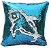 BeneU 16 x 16 inch Double Colors Reversible Sequin Mermaid Pillow Cover, Glitter Sofa Cushion Case - Blue & Silver