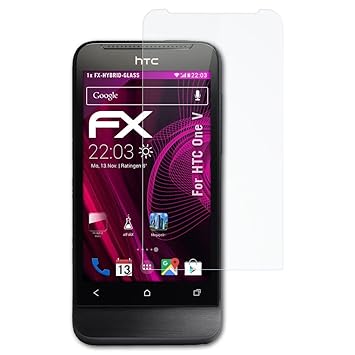 atFolix Glasfolie kompatibel mit HTC One V Panzerfolie, 9H Hybrid-Glass FX Schutzpanzer Folie