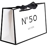 ANFENG 50th Birthday Keepsake Gift Vintage Bag Small 8in for Women 1975 Mom Anniversary Novelty 50 Year Old Party Paper Bags Shopping Idea Forty (Small Size)