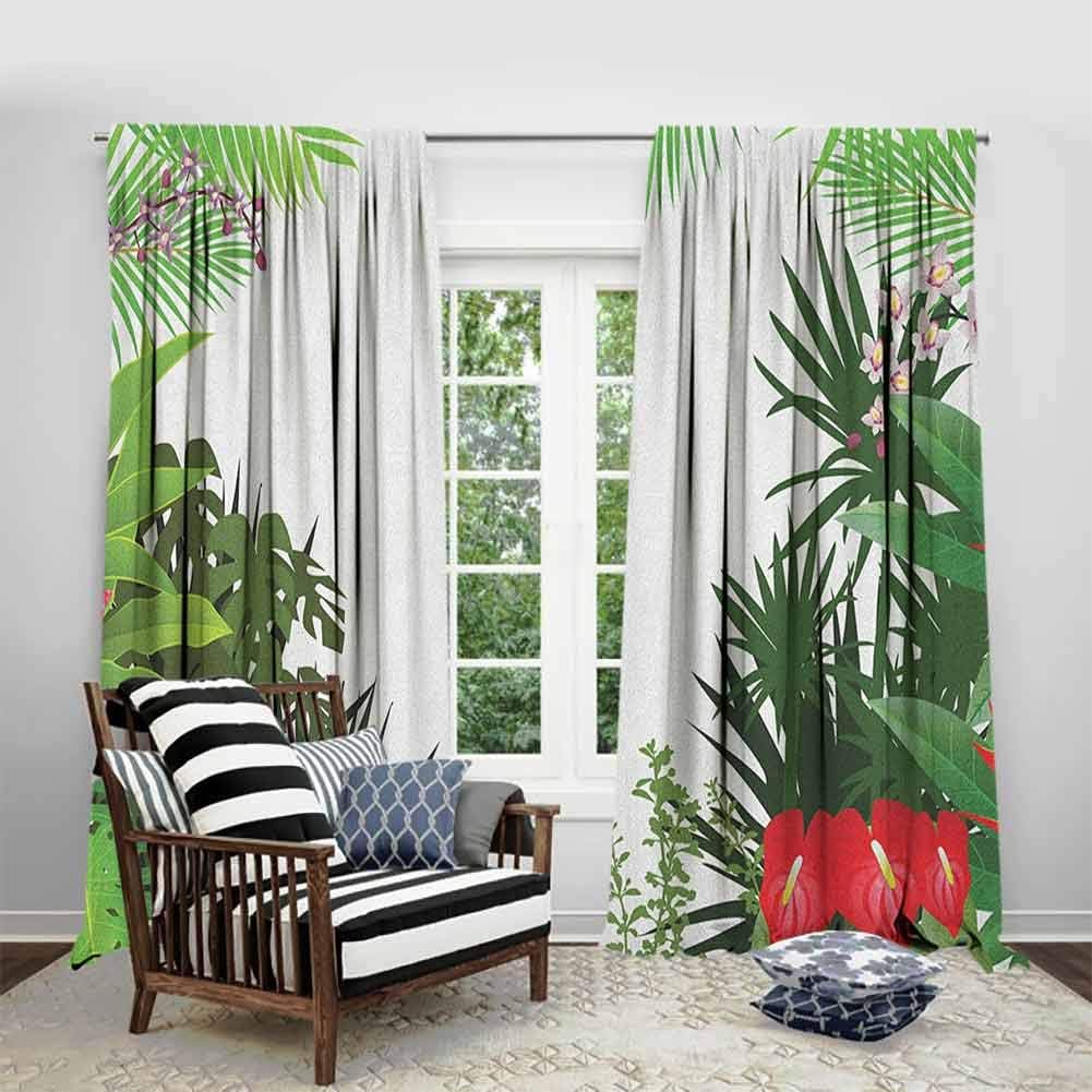 FOEYESEE Blackout Curtain Jungle Rainforest Vegetation Tropical Leaves