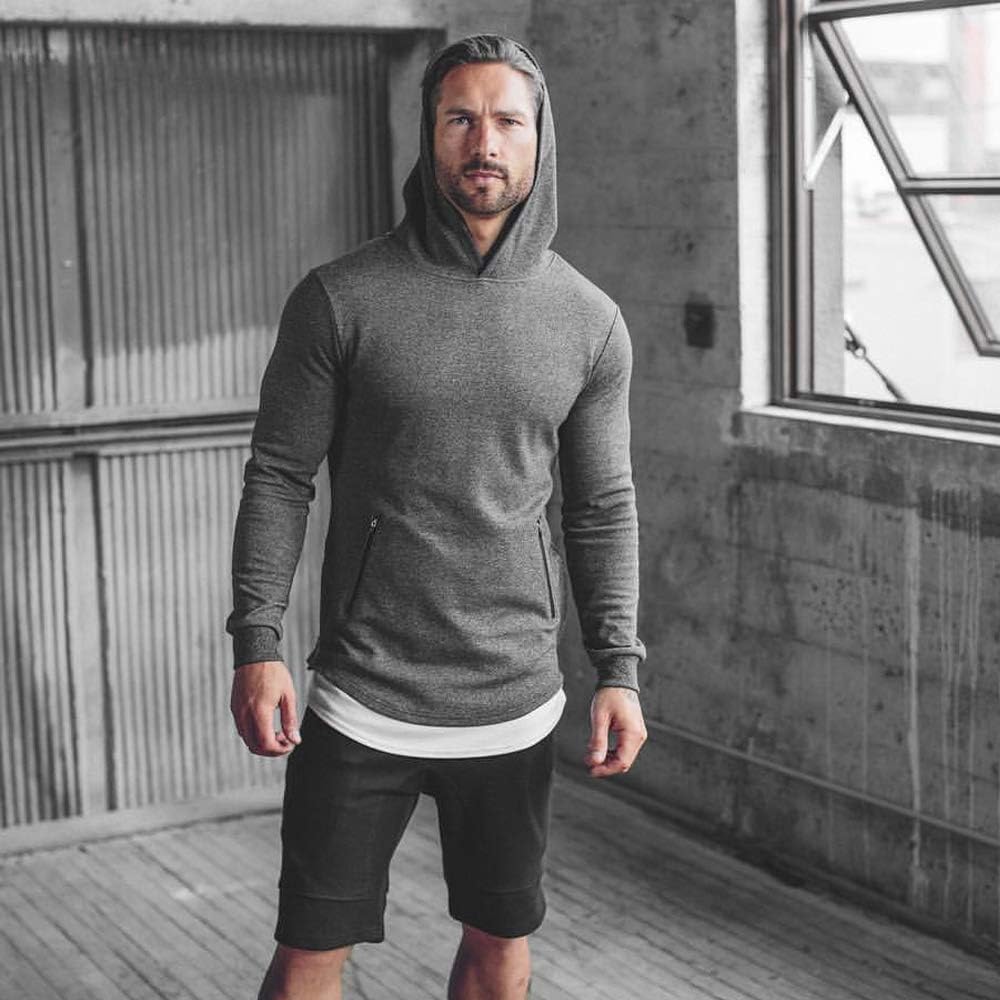 COOFANDY Men's Fashion Workout Hoodie Muscle Fit Cotton Blend Gym Sweatshirts Solid Color Athletic Pullover at  Men’s Clothing store