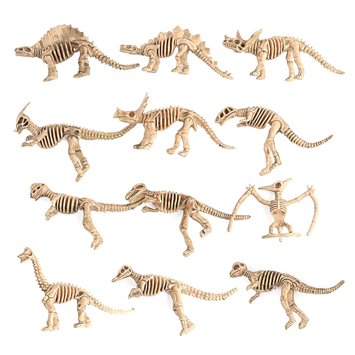WANGCL Dinosaur Fossil Skeleton Toys, 12 Pieces Simulation Dinosaur Archaeological Excavation, Kids' Play Figures