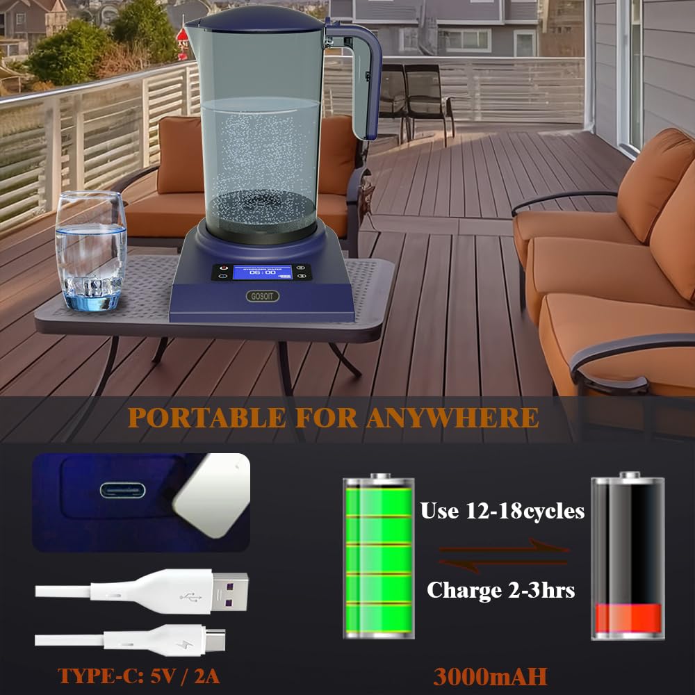 Hydrogen Alkaline Water Machine Generator Maker,Hydrogen Alkaline Water Pitcher Dispenser Ionized Water LED Display and Smart Touch Operation,Used for Home and Office 2.0 L…, Purple