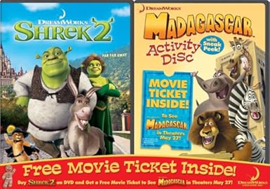 Amazon Com Shrek 2 Madagascar Activity Disc Movie Ticket 2 Pack Chris Rock Ben Stiller David Schwimmer Jada Pinkett Smith Mike Myers Eddie Murphy Cameron Diaz Sacha Baron Cohen Cedric The Entertainer
