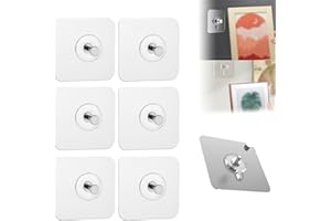 YILIA Upgraded Drill Free Adhesive Hooks, Reusable Adhesive Wall Mount Screw Hooks, Picture Hangers Without Nails, Nail Free Wall Hangers, Seamless Screws for Wall Mount,Kitchen,Bathroom,Home (6 Packs)