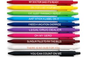 10PC Pharmacy Quote Pens Funny Fun RX Pharmacist Sayings Medication Prescription Nursing Desk Accessories Work Essentials Bul