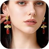 Vintage Geometric Earrings for Women Gold Dangle Satement Rectangle Enamel Earrings Vintage Jewelry Accessories for Party Outfits Trendy Jewelry Gifts