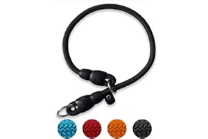 Mystercome Slip Collar, Dog Choker Collar, Nylon Dog Training Collar with Slidable Stopper No Pull Dog Collars Martingale Collars for Small Medium Large Dogs, Black, M
