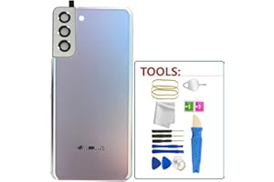 COCOPARTS S21 Plus Back Glass Replacement with Lens Frame with Pre Installed Tape Cover Housing Door Panel Parts for Samsung Galaxy S21 Plus +Tools (Silver)