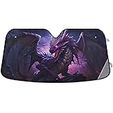 Windshield Sun Shade Dragon Purple Front Window Block UV Shades Visor Reflective Retractable for Car SUV Trucks