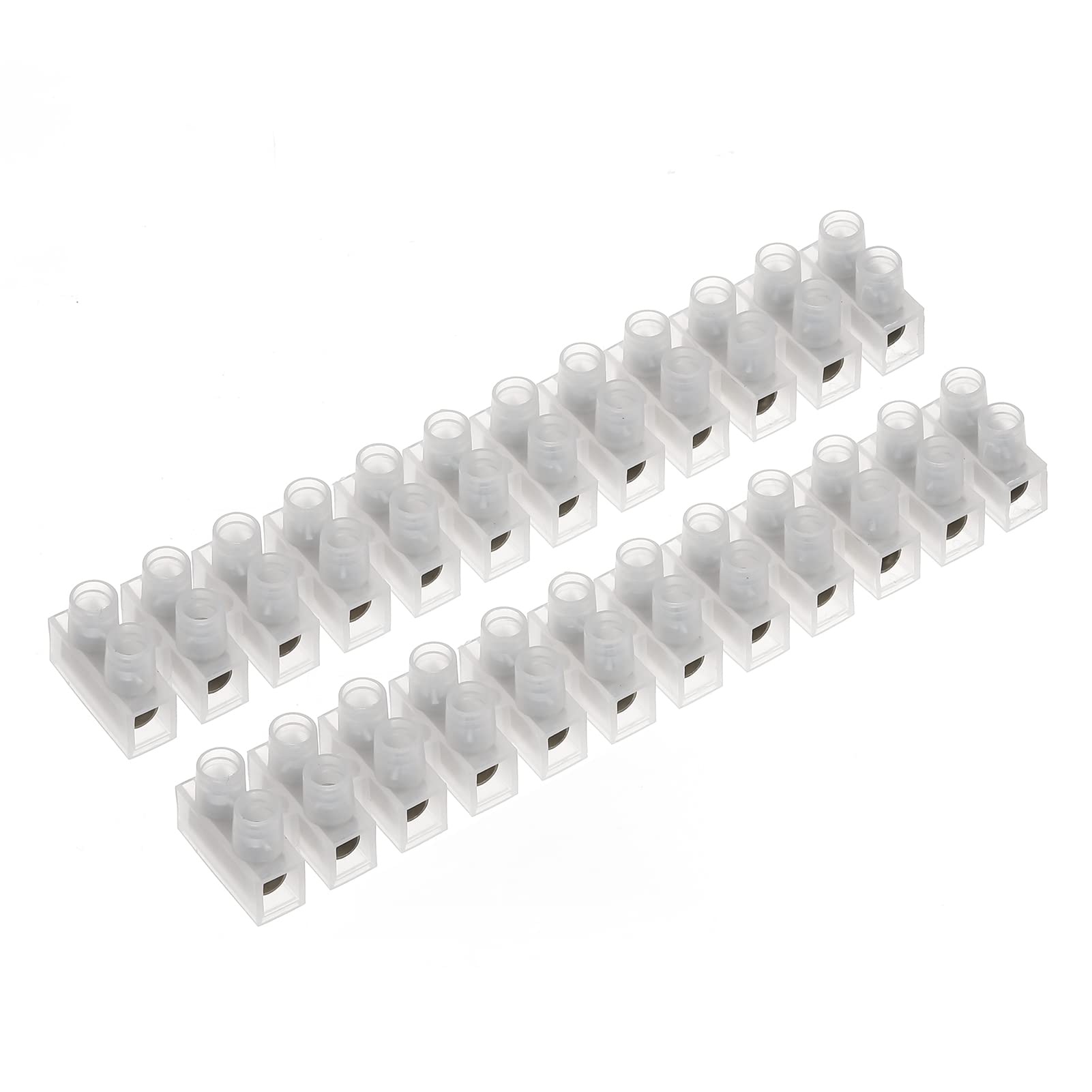 AUKENIEN 10A Electrical Connector Blocks 10 Amp 12 Way White Terminal Block Strip Electric Wire Connectors Choc Blocks Connecting for Wiring Cable (Pack of 2) — image 1