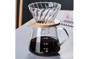 COFISUKI Pour Over Coffee Maker - 20 OZ /600ML Glass Carafe Coffee Server with Glass Coffee Dripper/Filter, Drip Coffee Maker Set for Home or Office, 1-5 Cups
