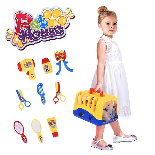 Dog Grooming Play Set with Plush Puppy Pretend Play Toy Cosplay Kids