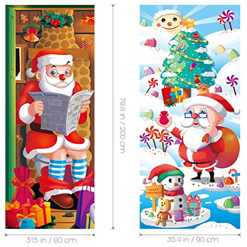 image for Unomor 2 Pack Christmas Door Covers Decoration Santa Claus Door Covers