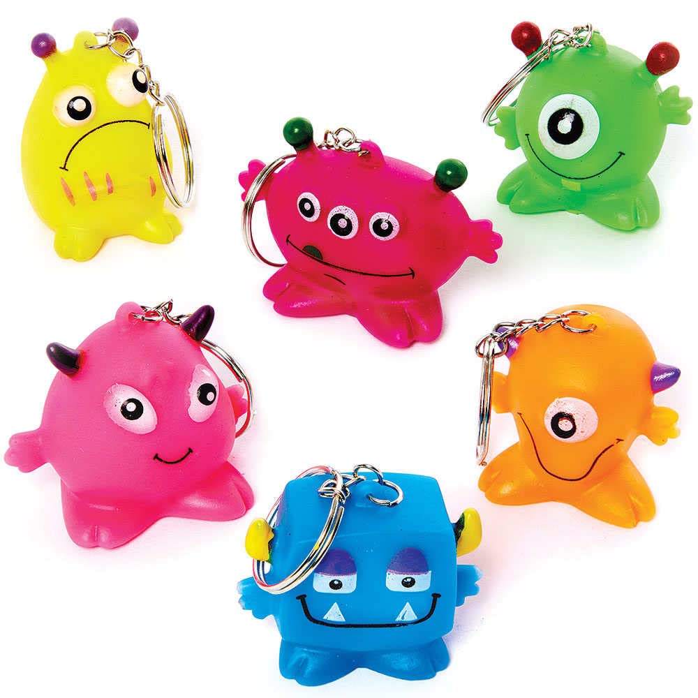 Baker Ross FC945 Monster Keyring Pack of 6 Key Rings for Children, Ideal for Party Bags, Santa Claus, Children's Birthday Party Bags and Small Gifts