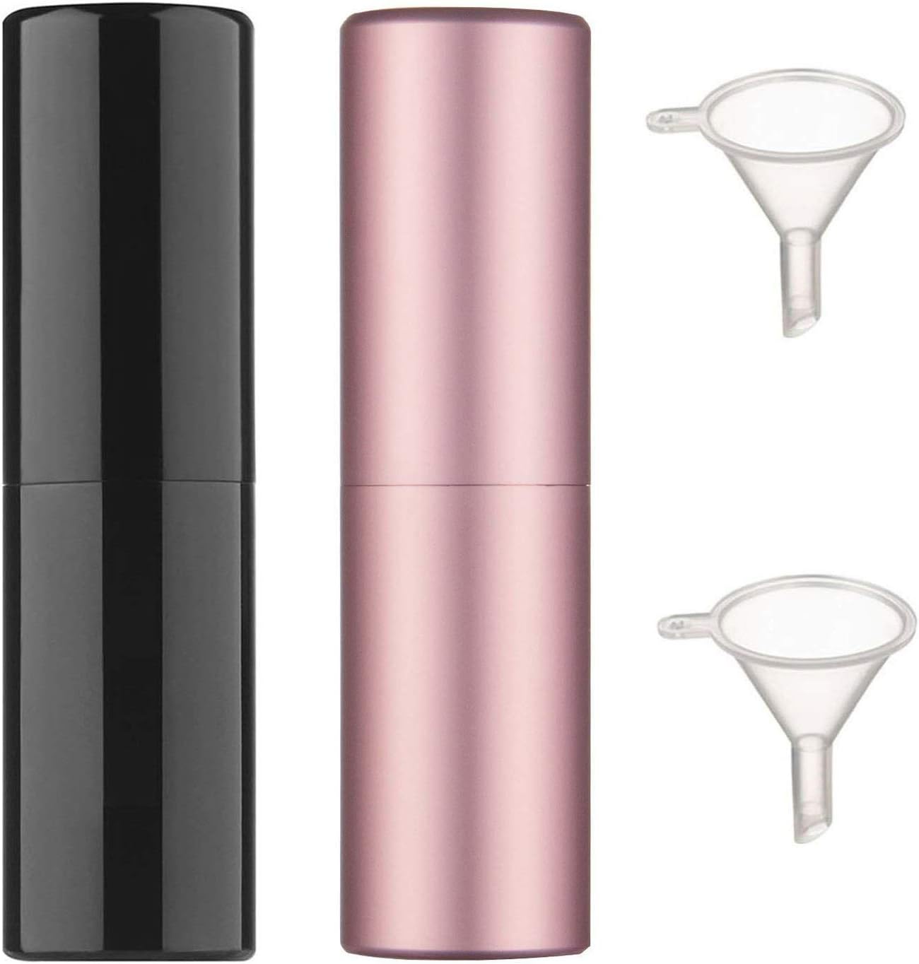 Refillable Perfume Atomiser Bottle - 20ml Portable Mini Travel Atomizers Metal Shell Spray Bottle with Funnel Pump (Black Pink)