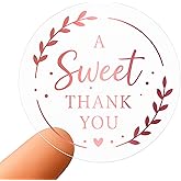 100 x A Sweet Thank You Clear Wedding Rose Gold Foil Wedding Favor Stickers, Baby Shower Favor Labels,Bridal Shower Favor Seals for Gifts, 1.6"