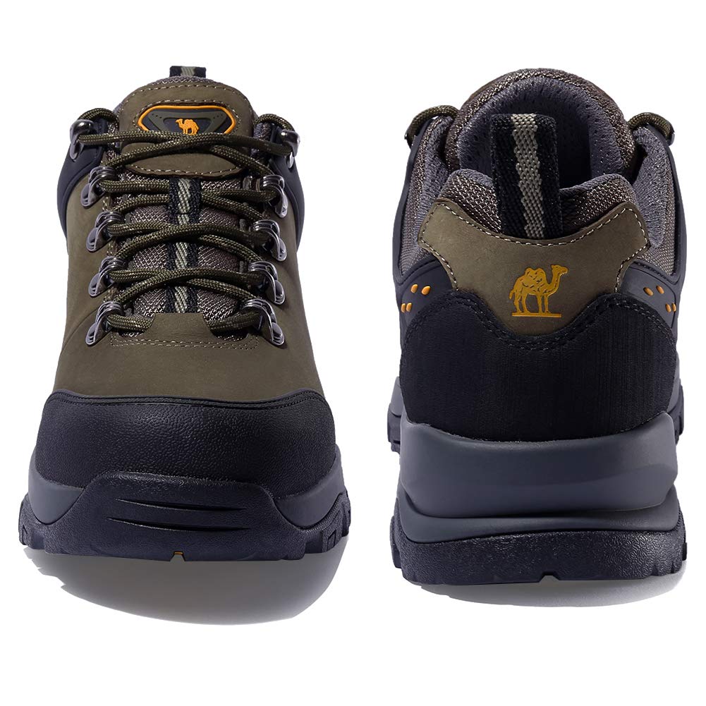 CAMEL CROWN Hiking Shoes Men Trekking Shoe Low Top Outdoor Walking Waterproof Leather Trail Sneakers 9.5 M US