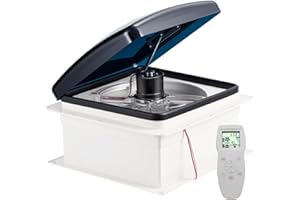 RVLOVENT RV Roof Vent Fan 12V Auto Remote Control 14'' inch 10 Speed (Smoke)