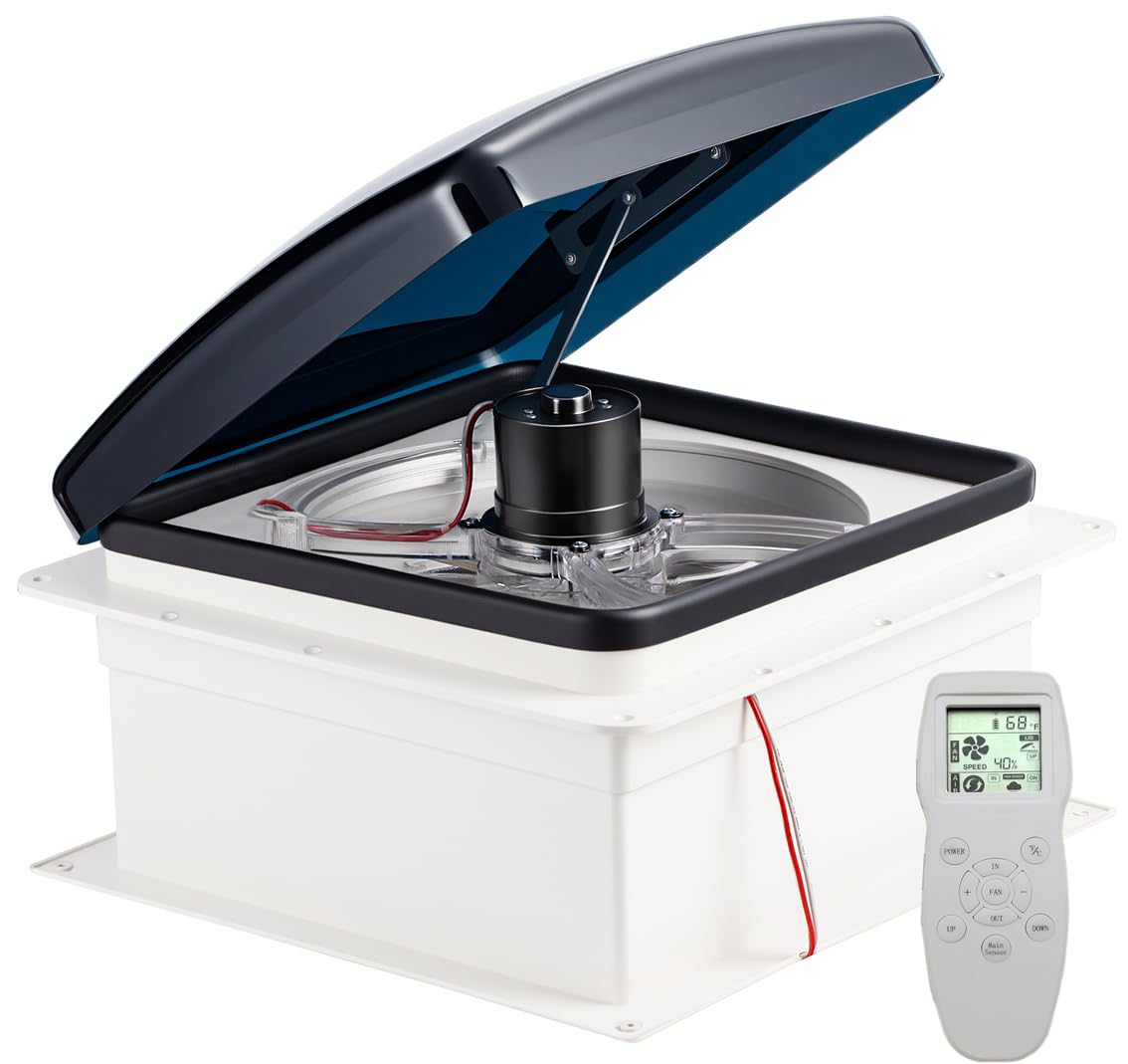 Photo 1 of (PARTIAL SET) RVLOVENT RV Roof Vent Fan 12V Auto Remote Control 14'' inch 10 Speed (Smoke)