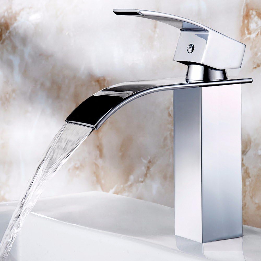 GAHUI Wasserhahn Bad breit-Mund Wasserfall Waschbecken heiß und