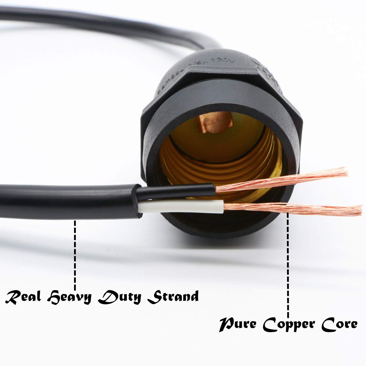 ... Weatherproof Patio String Lights, E26/E27 Hanging Socket Ceiling Lamp Kit, for Bistro Bar Kitchen Backyard and Industrial Vintage DIY (Thick Wire No ...