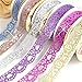 B&Y Washi Tape,Lace Pattern Glitter Bling Self-Adhesive Tape,Diamond Washi Tape Masking DIY Scrapbooking Lace Tape Sticker, 6 Rolls Tape Color Random