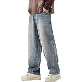 Baggy Jeans Men Elastic Waist Loose Fit Vintage 90s Denim Pants Y2k Hip Hop Straight Leg Skater Jeans Streetwear