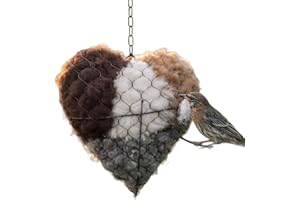 Handmade Alpaca Fiber Bird Nesting Heart, Alpaca Fiber Bird Material House, Hummingbird Houses Nest Boxes, Yard Art, Outside 
