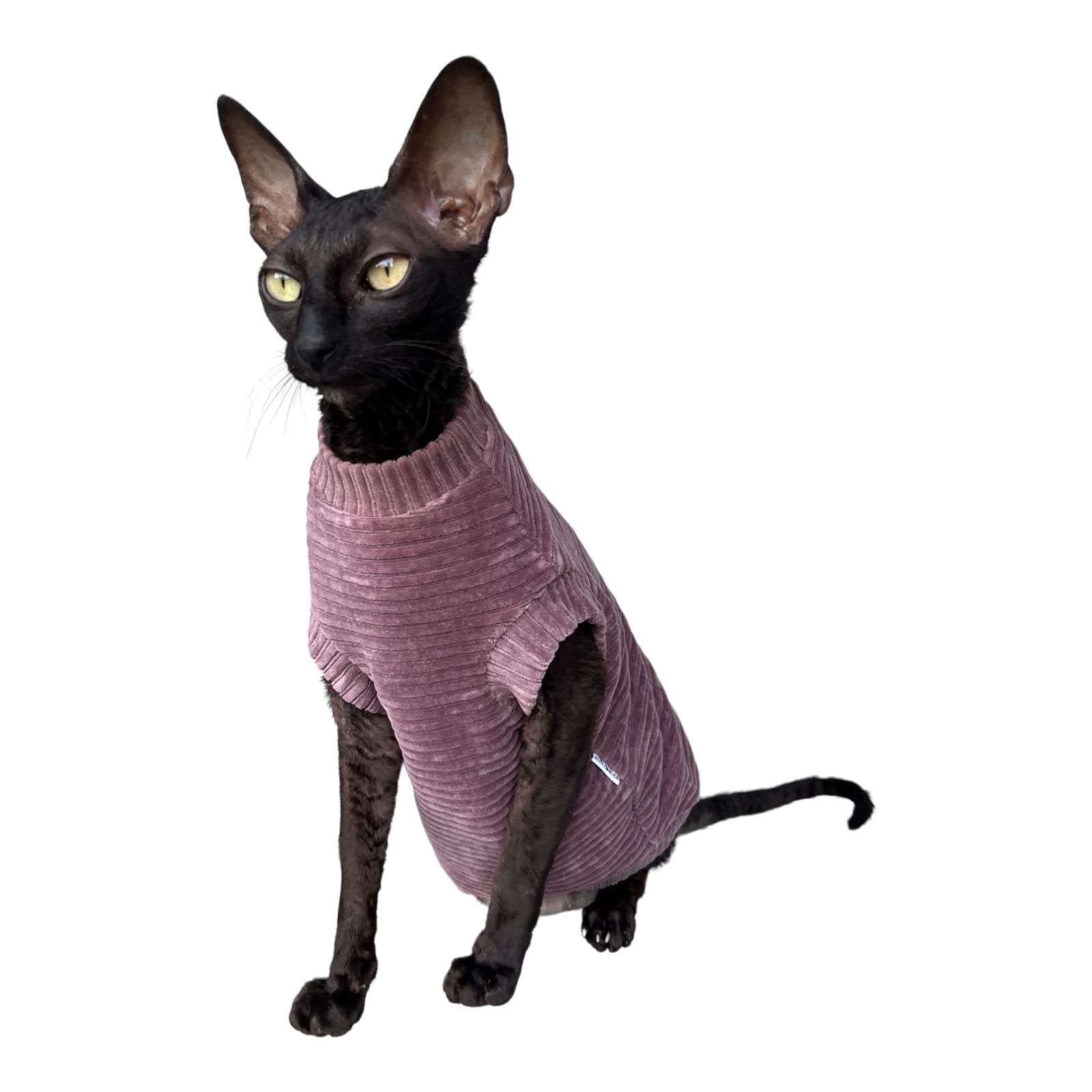 Kotomoda Cat's T-shirt Corduroy for Sphynx and naked cats (X-Small, Mauve)