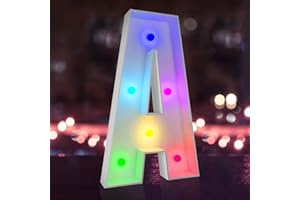 JoyBox Design 2FT Colorful Marquee Light Up Letters A, 14 Modes Light Up Letters Sign with Switch for Graduation, Birthday or Wedding Decorations