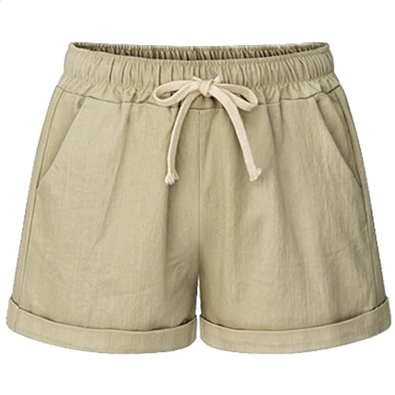 women's elastic waist khaki shorts